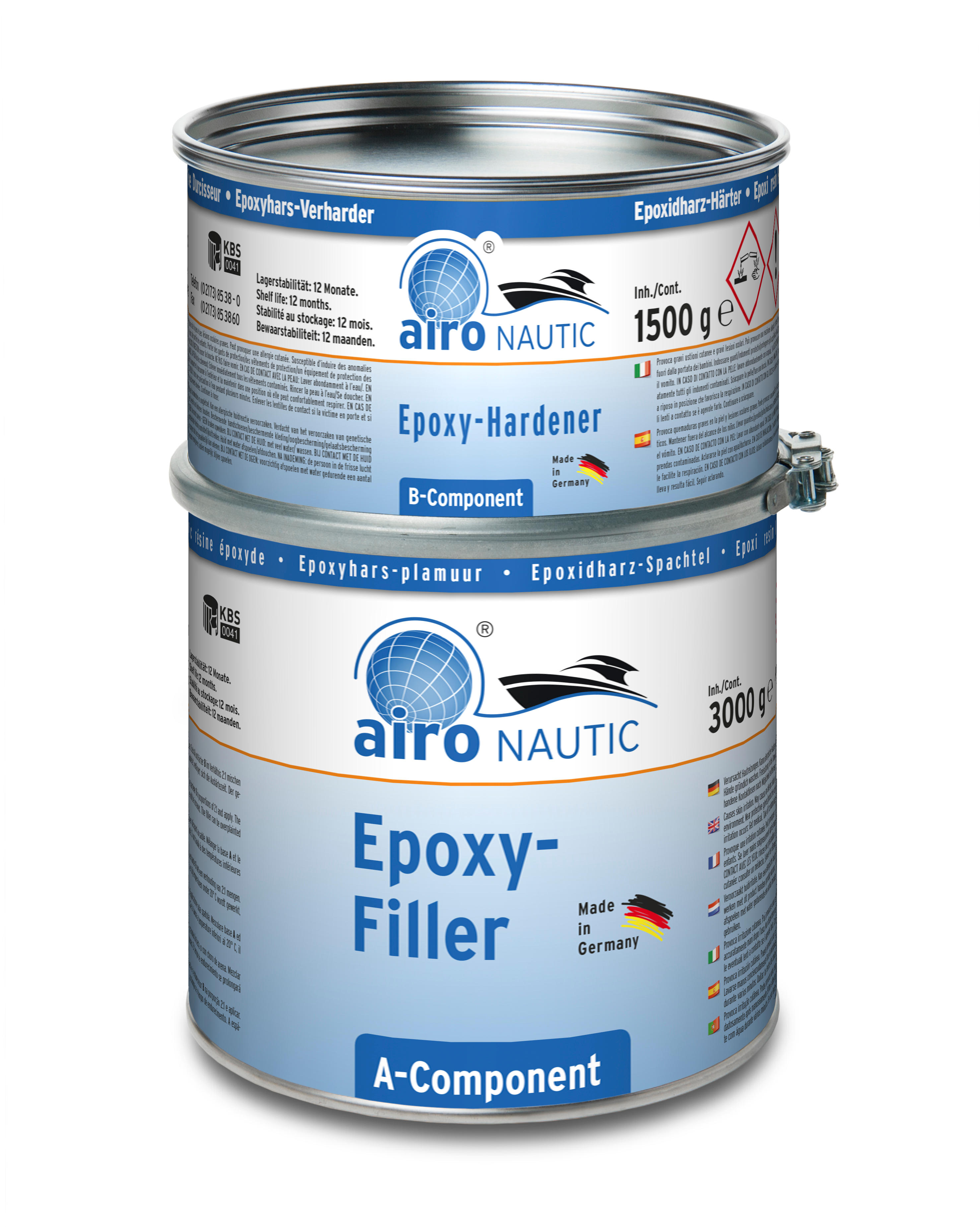 Airo 2 K Nautic Epoxy Putty ultra leggero 4,5 kg Grigio Chiaro 2:1